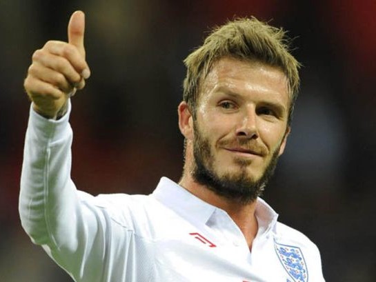 Photograph of David Beckham giving the thumbs up